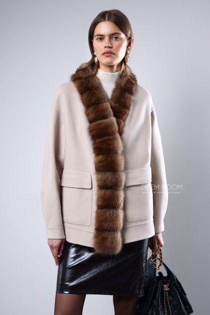 куртка - пальто с мехом куницы