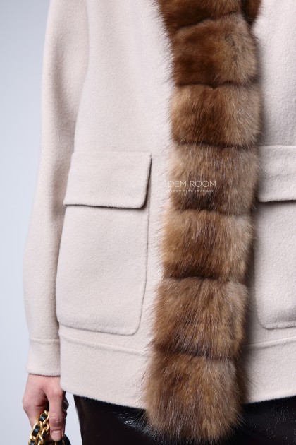 куртка - пальто с мехом куницы