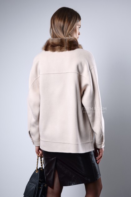 куртка - пальто с мехом куницы