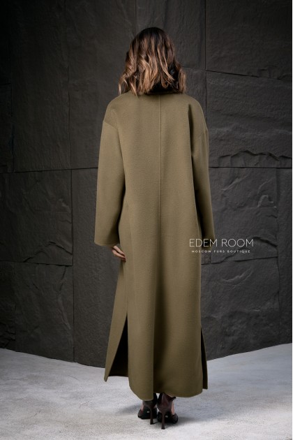 облегчённое пальто c разрезами с мехом