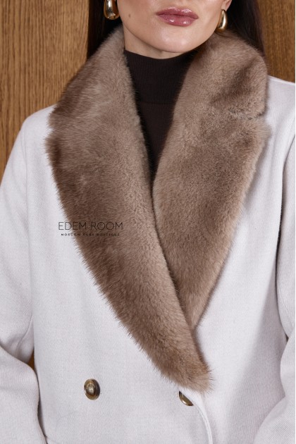 классическое пальто с воротником из норки