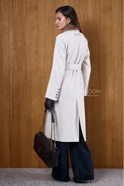 классическое пальто с воротником из норки