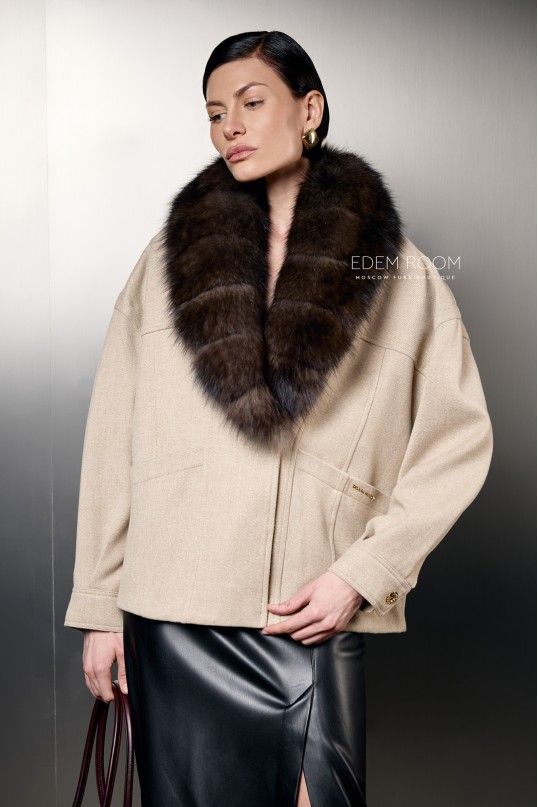 куртка - пальто с меховым воротником
