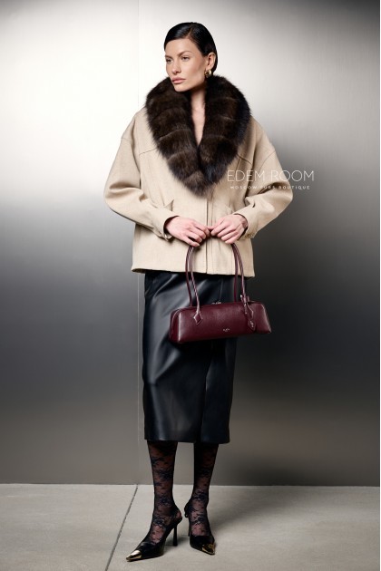 куртка - пальто с меховым воротником