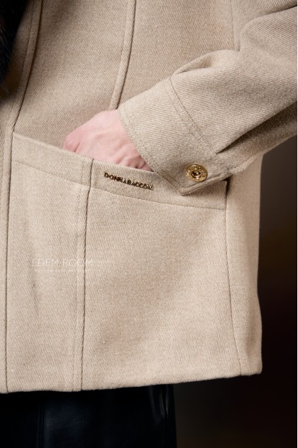 куртка - пальто с меховым воротником