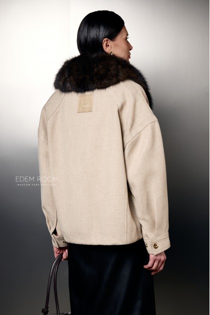 куртка - пальто с меховым воротником