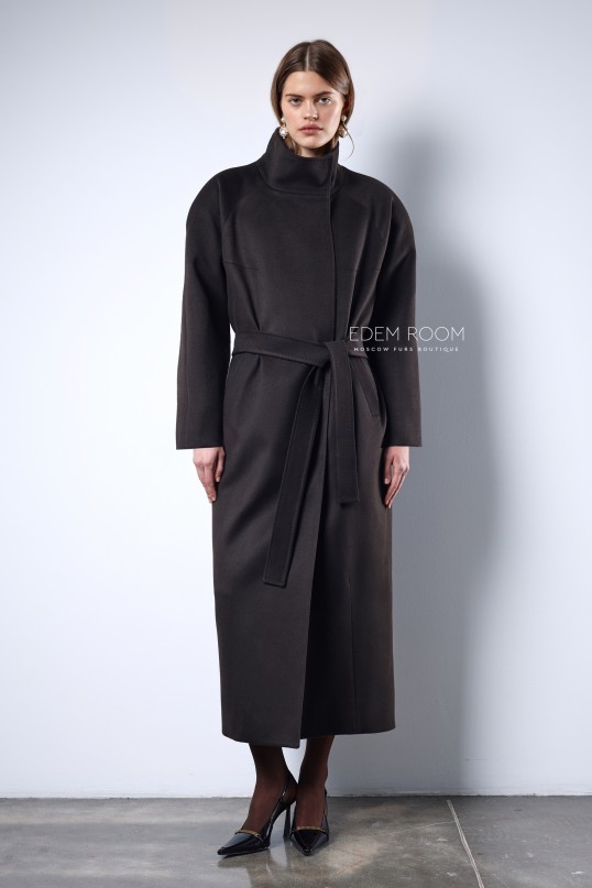 коричневое пальто из кашемира