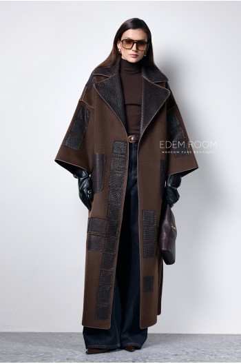 Пальто из итальянской ткани и кожи Пальто из итальянской ткани и кожи