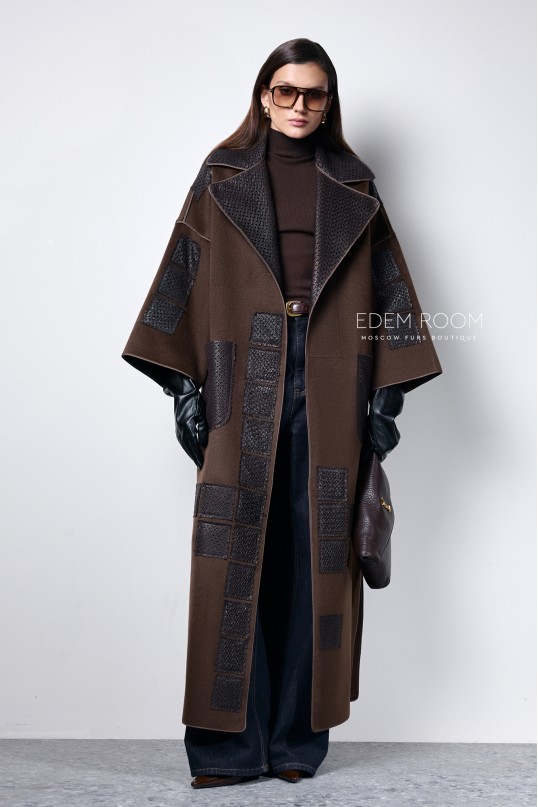 Пальто из итальянской ткани и кожи