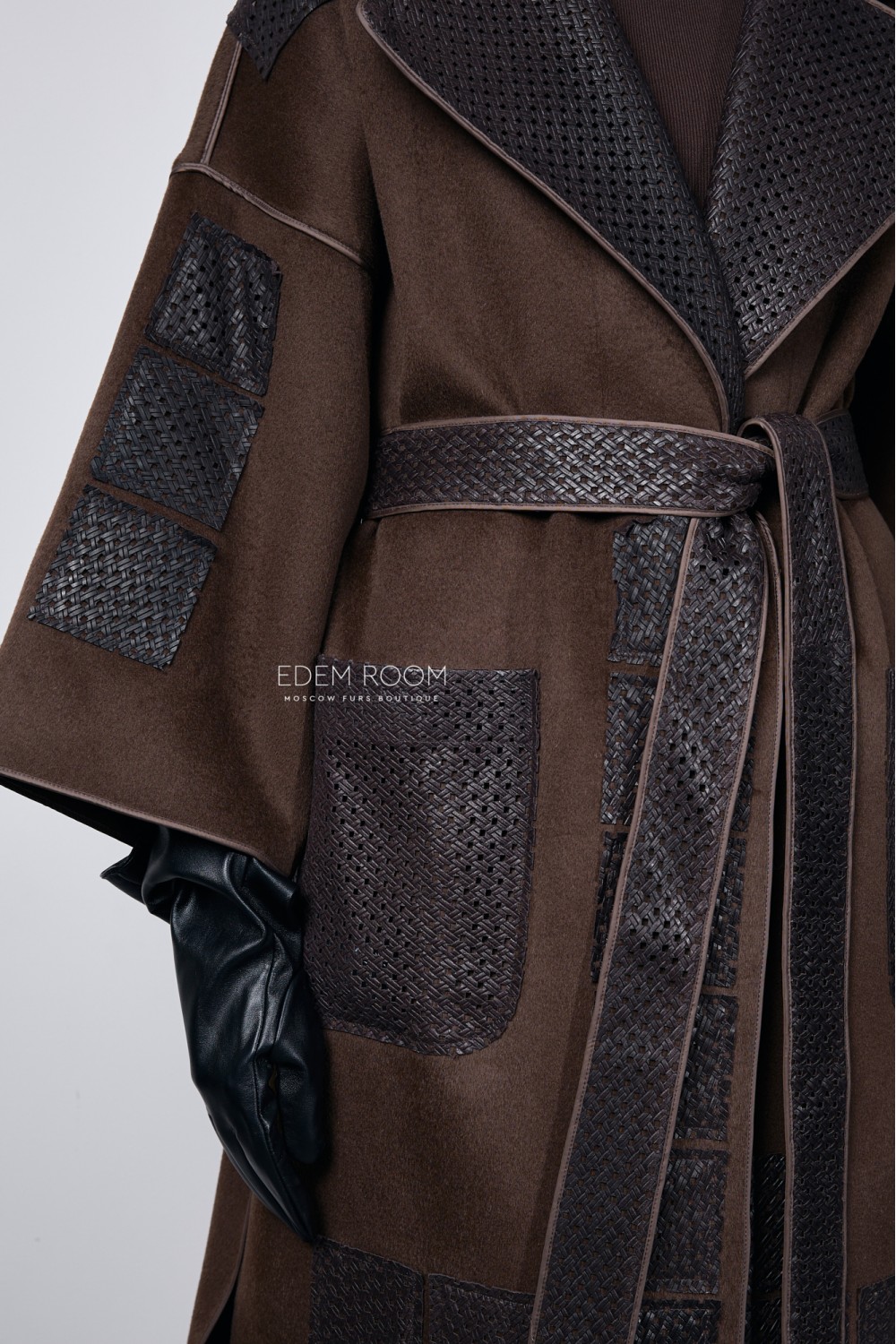 Пальто из итальянской ткани и кожи