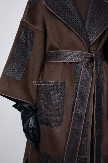 Пальто из итальянской ткани и кожи