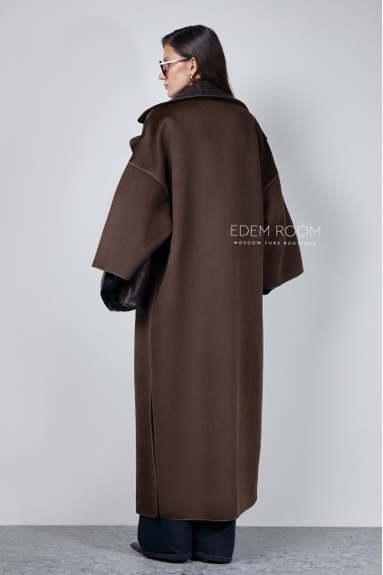 Пальто из итальянской ткани и кожи