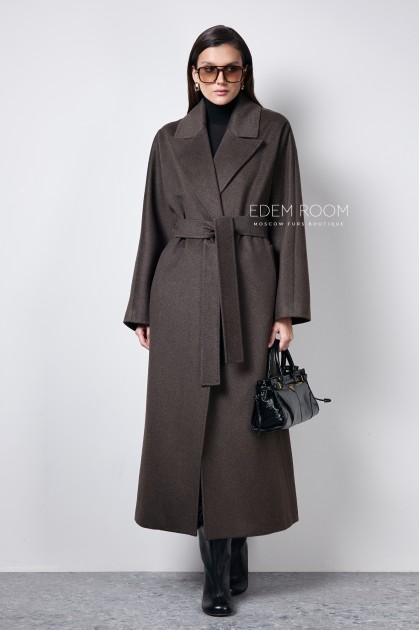 длинное пальто с поясом