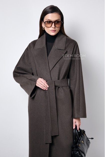 длинное пальто с поясом