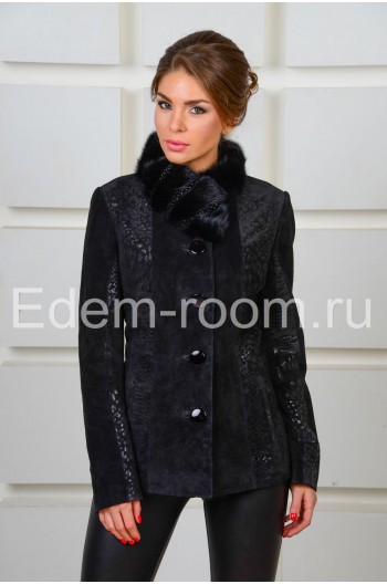 Женская чёрная замшевая куртка