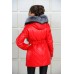 Красная куртка из эко-кожи с мехом чернобурки