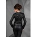 Модная женская кожаная черная куртка, короткий размер