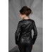 Кожаная черная женская куртка - пиджак