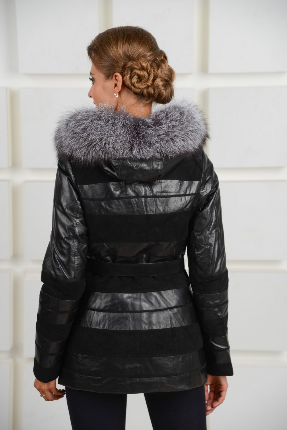 Зимняя куртка кожаная с мехом
