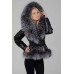 Женская кожаная куртка-жилетка из меха чернобурки