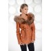 Зима .Модная зимняя кожаная куртка с мехом лисы