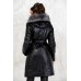 Удлинённое чёрное пальто из эко-кожи