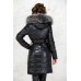 Пальто из эко-кожи комбинированное чернобуркой